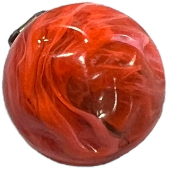 1970s Orange Marbled Half-Sphere Clip-On Earrings Retro Statement Jewelry - Picture 7 of 7